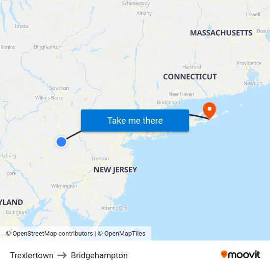 Trexlertown to Bridgehampton map