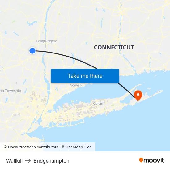 Wallkill to Bridgehampton map