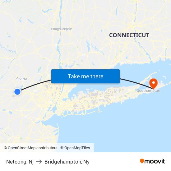 Netcong, Nj to Bridgehampton, Ny map