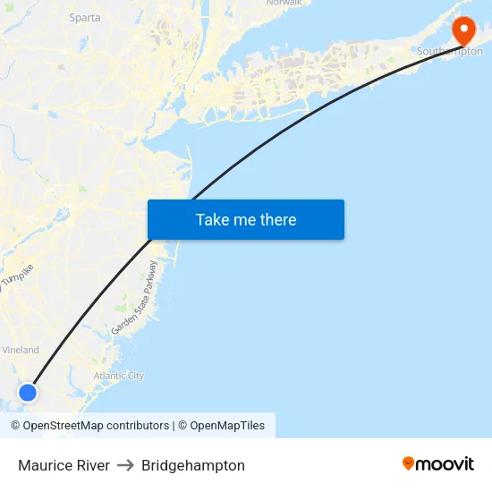 Maurice River to Bridgehampton map