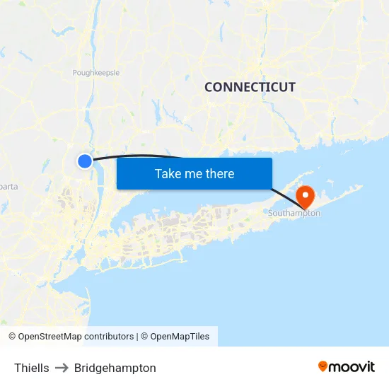 Thiells to Bridgehampton map