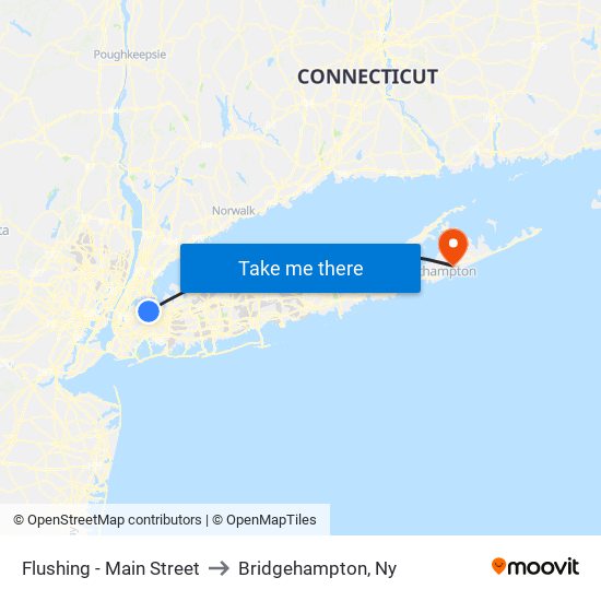 Flushing - Main Street to Bridgehampton, Ny map