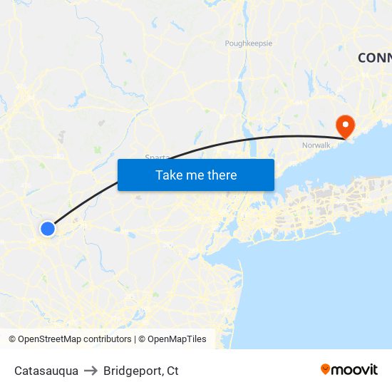 Catasauqua to Bridgeport, Ct map