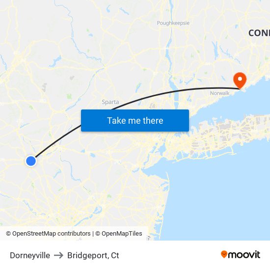 Dorneyville to Bridgeport, Ct map