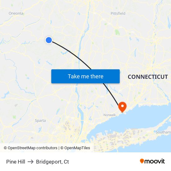 Pine Hill to Bridgeport, Ct map