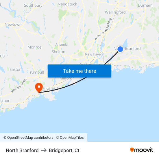 North Branford to Bridgeport, Ct map