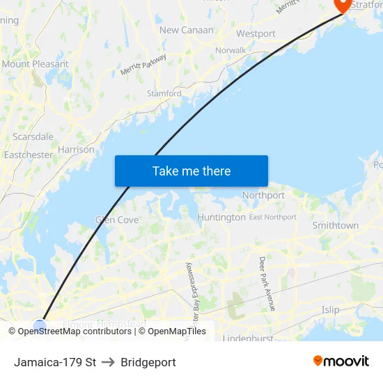 Jamaica-179 St to Bridgeport map