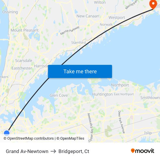 Grand Av-Newtown to Bridgeport, Ct map