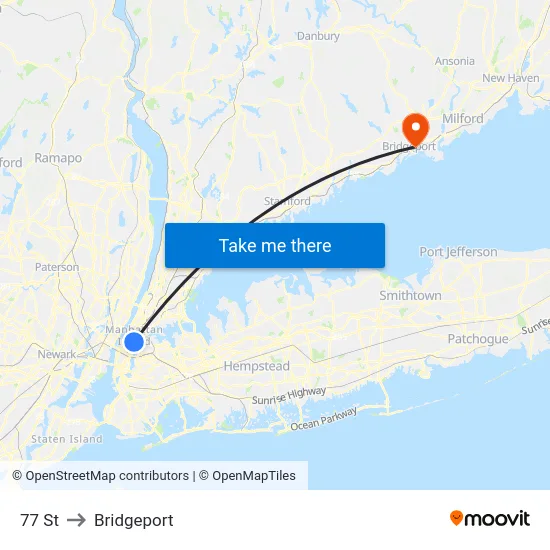 77 St to Bridgeport map