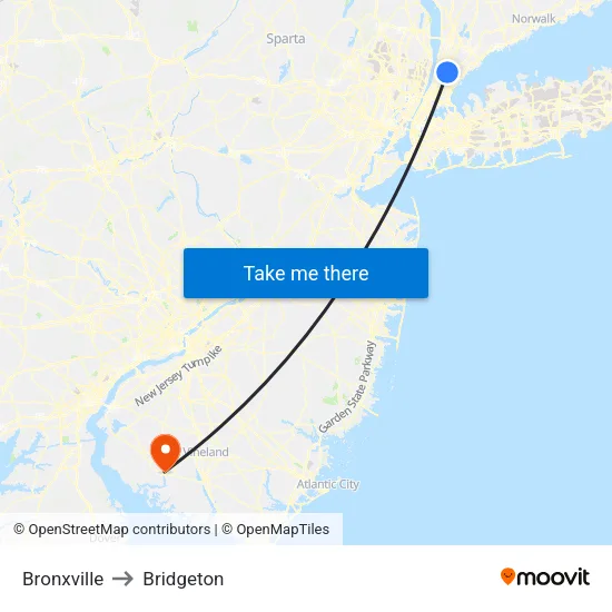 Bronxville to Bridgeton map