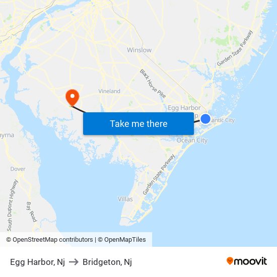 Egg Harbor, Nj to Bridgeton, Nj map