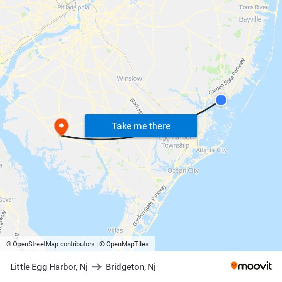 Little Egg Harbor, Nj to Bridgeton, Nj map