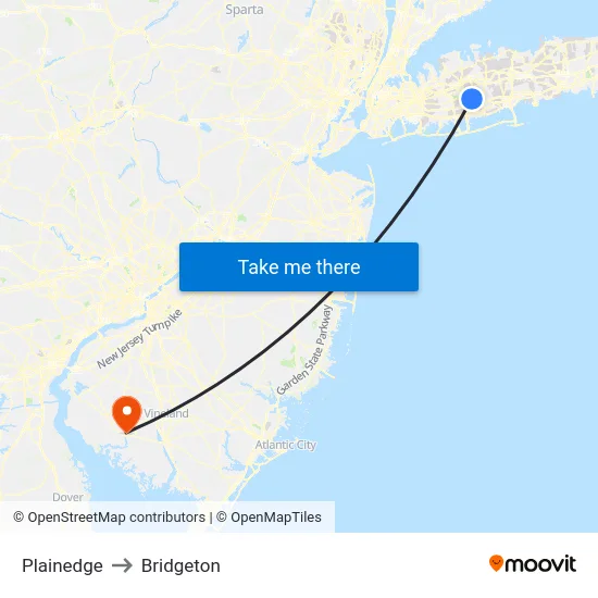 Plainedge to Bridgeton map