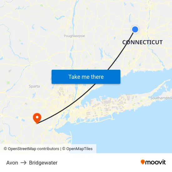 Avon to Bridgewater map