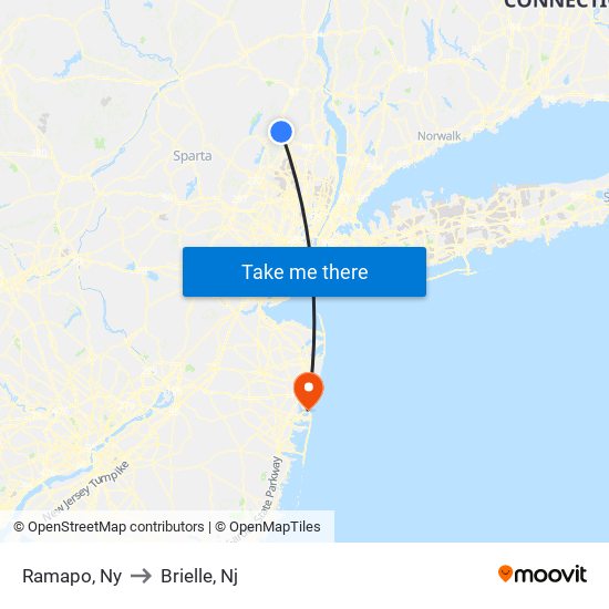 Ramapo, Ny to Brielle, Nj map