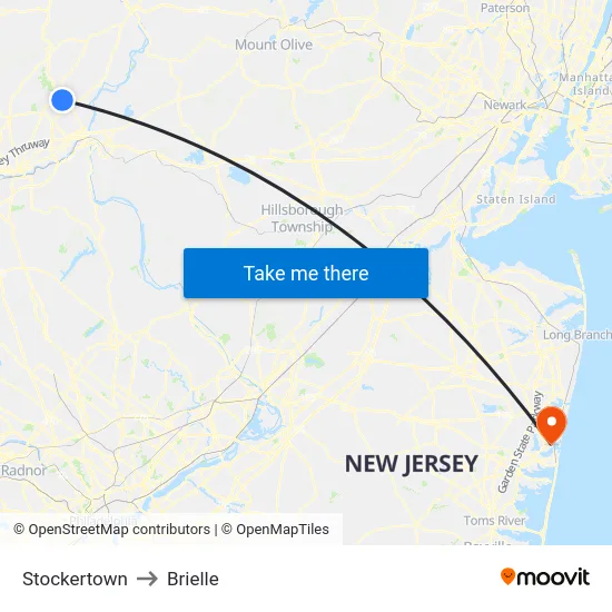 Stockertown to Brielle map