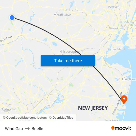 Wind Gap to Brielle map