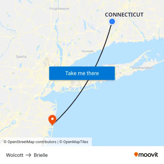 Wolcott to Brielle map