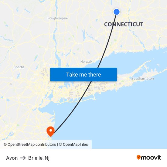 Avon to Brielle, Nj map