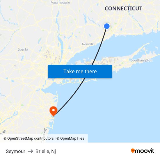 Seymour to Brielle, Nj map