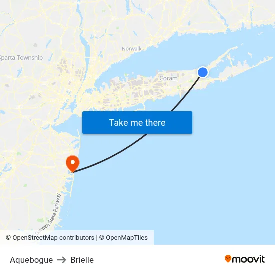 Aquebogue to Brielle map