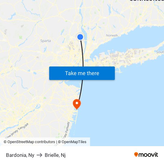 Bardonia, Ny to Brielle, Nj map