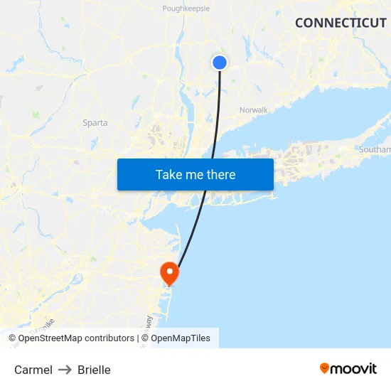 Carmel to Brielle map