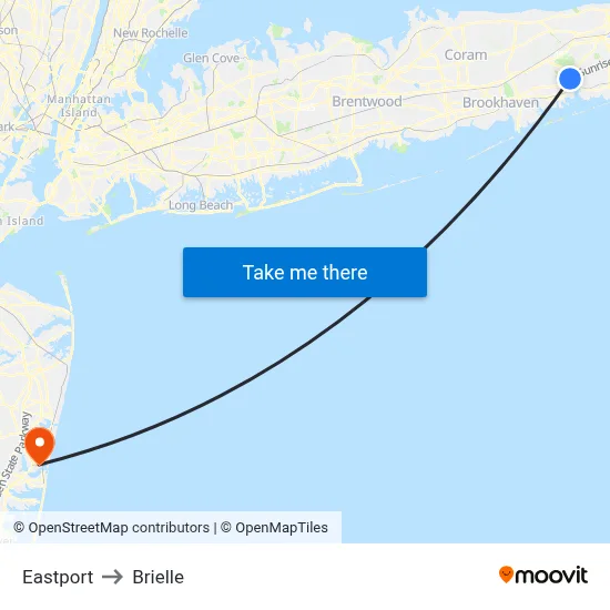 Eastport to Brielle map