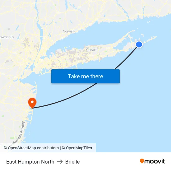 East Hampton North to Brielle map
