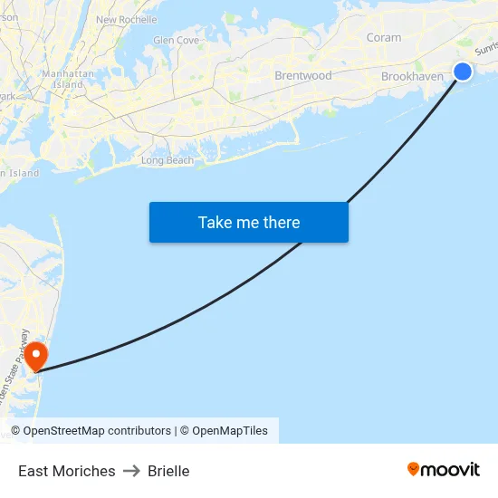 East Moriches to Brielle map