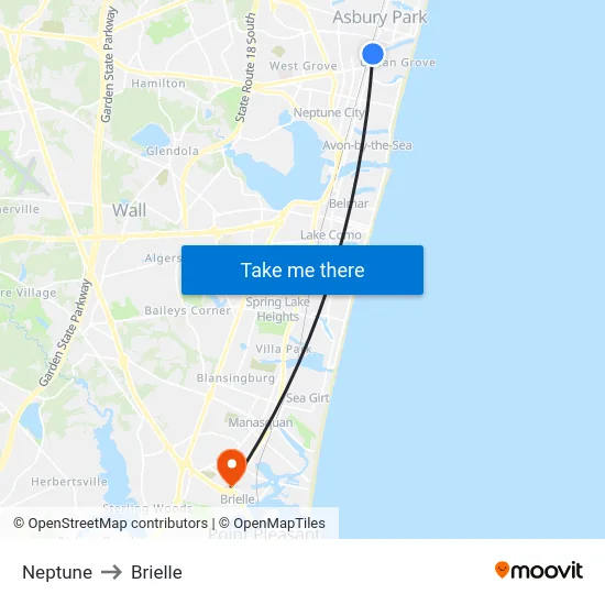 Neptune to Brielle map