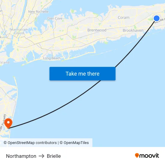 Northampton to Brielle map