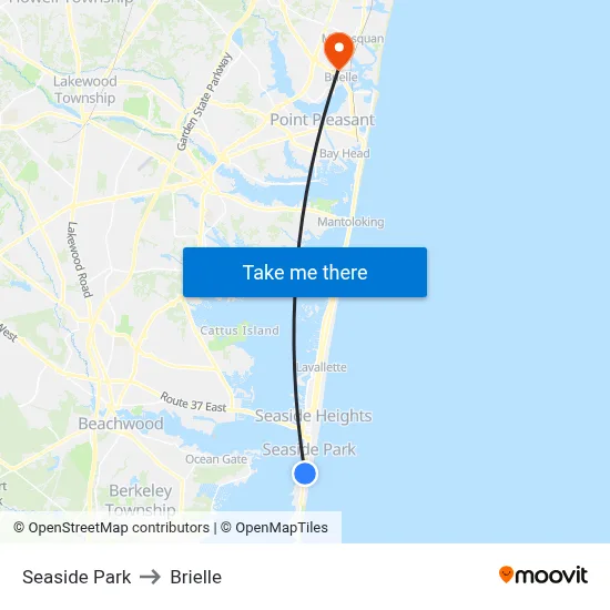 Seaside Park to Brielle map