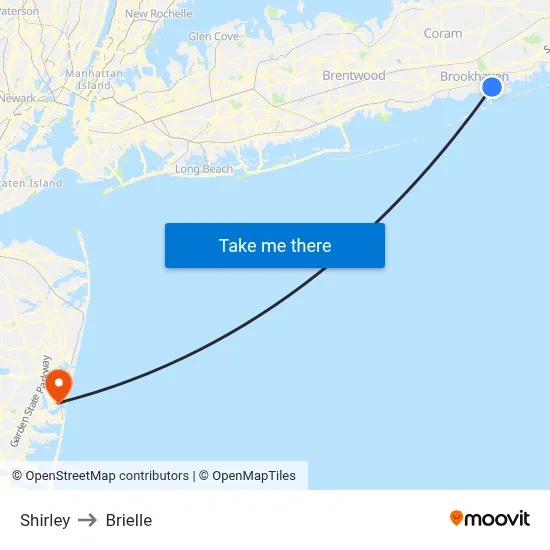 Shirley to Brielle map