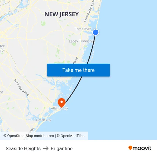 Seaside Heights to Brigantine map