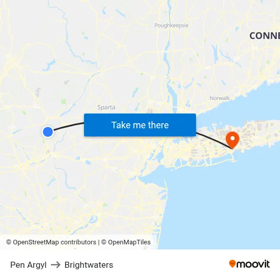 Pen Argyl to Brightwaters map