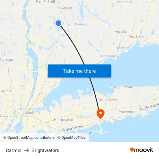 Carmel to Brightwaters map