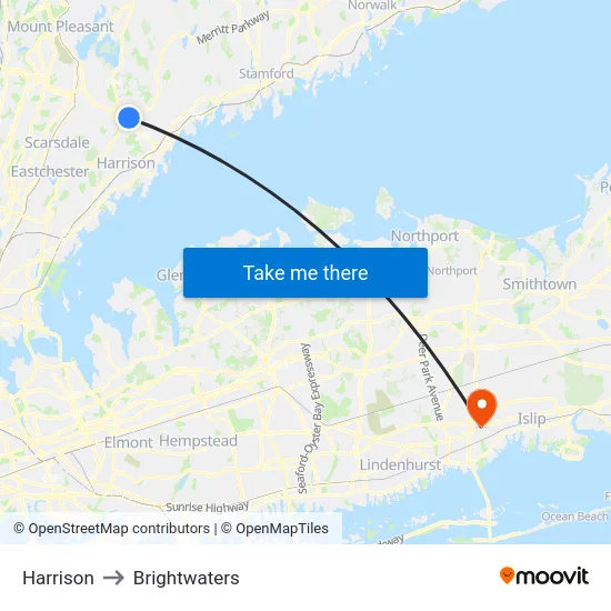 Harrison to Brightwaters map