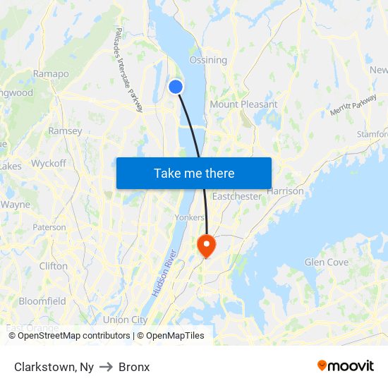 Clarkstown, Ny to Bronx map