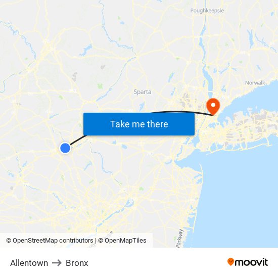 Allentown to Bronx map