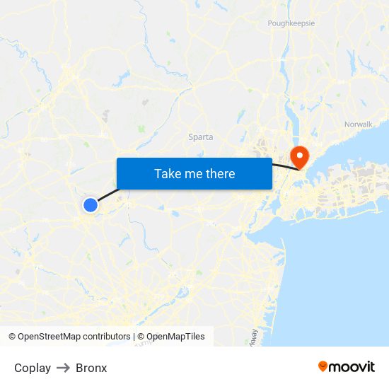 Coplay to Bronx map