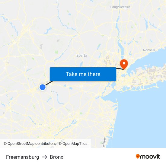 Freemansburg to Bronx map