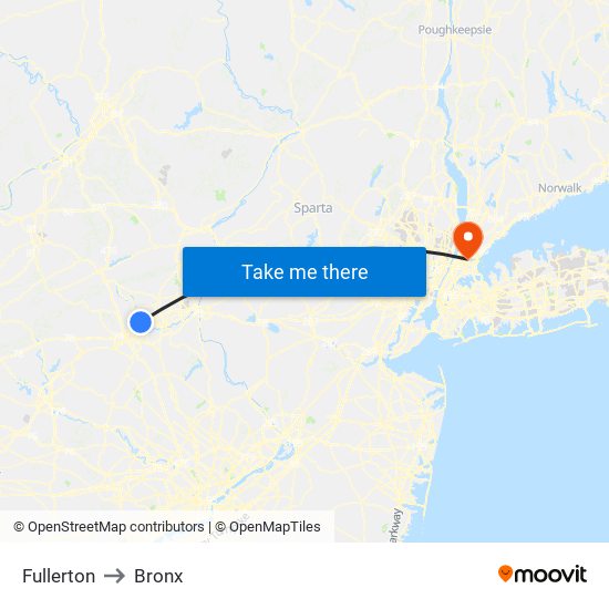 Fullerton to Bronx map