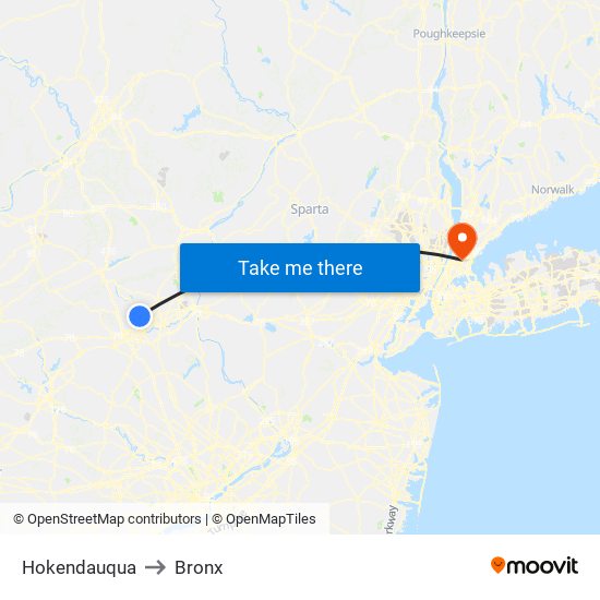 Hokendauqua to Bronx map