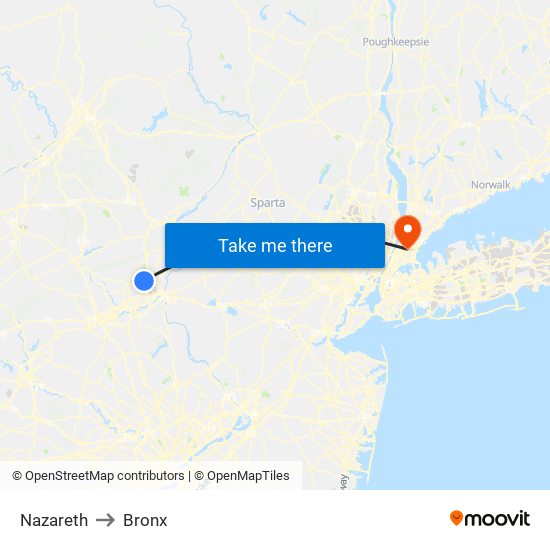 Nazareth to Bronx map