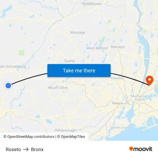 Roseto to Bronx map