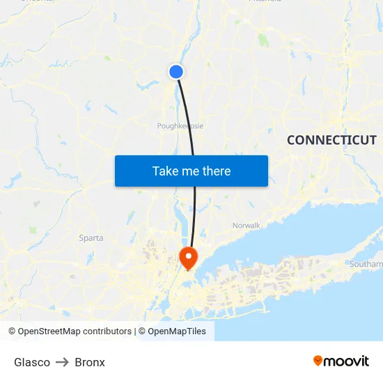 Glasco to Bronx map