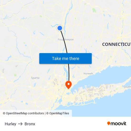 Hurley to Bronx map