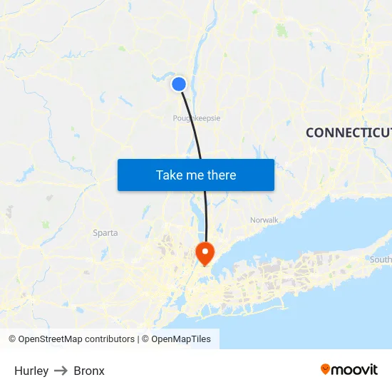 Hurley to Bronx map