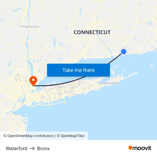Waterford to Bronx map